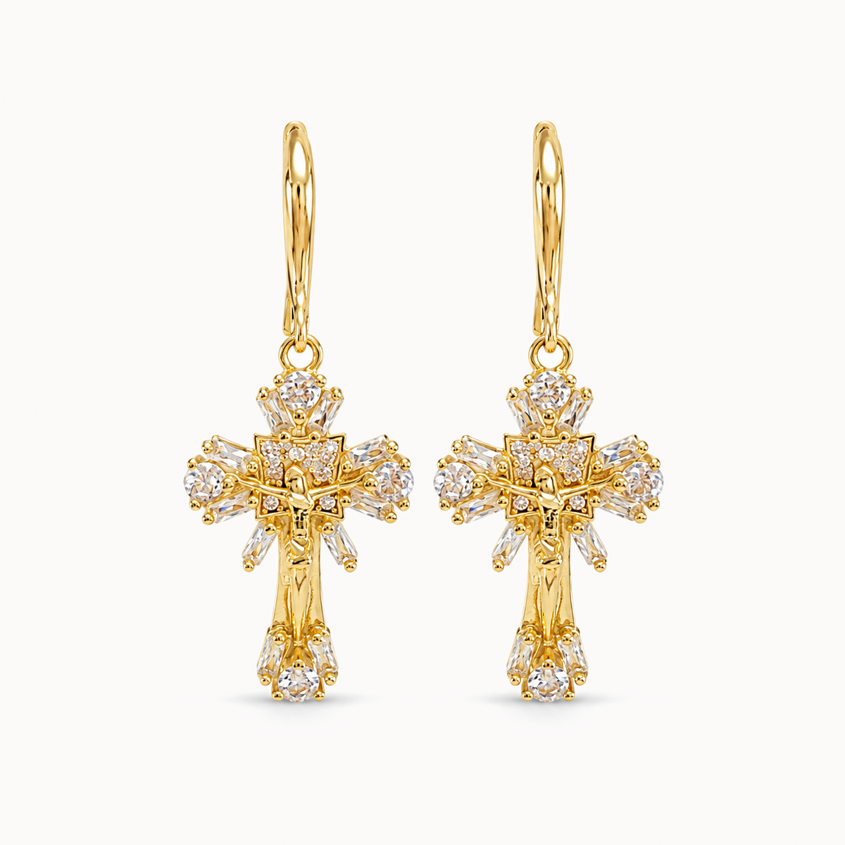 Gold-Tone Cross Drop Earrings | Pimosfer