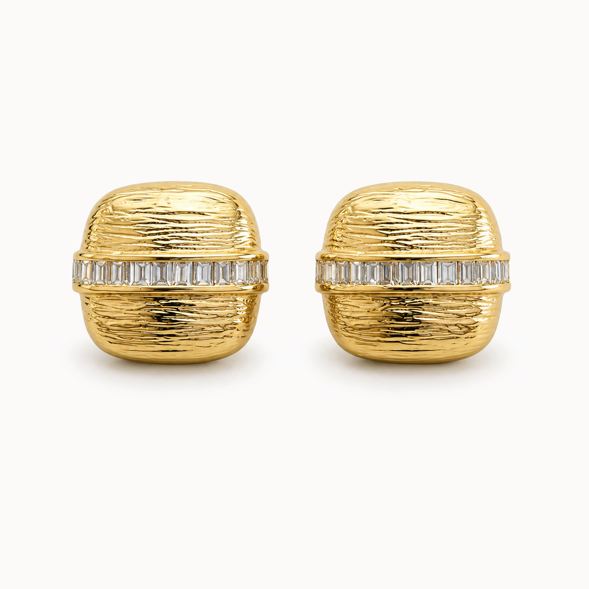 Gold-Tone Textured Dome Stud Earrings | Pimosfer