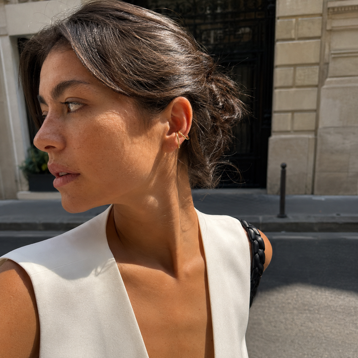 Gold-Tone Sculptural Wave Ear Cuff | Pimosfer - image 4