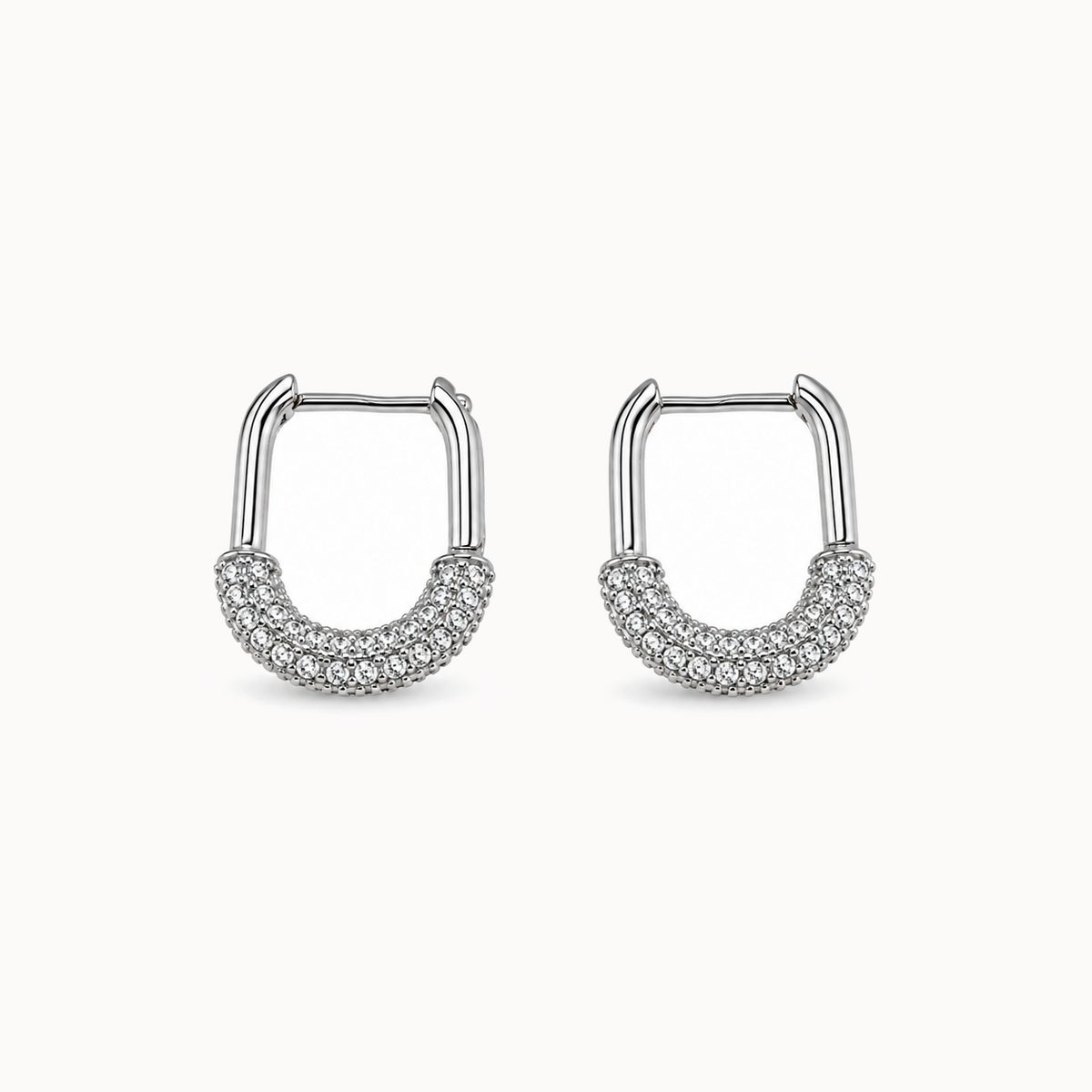 Silver-Tone Textured Square Hoop Earrings | Pimosfer