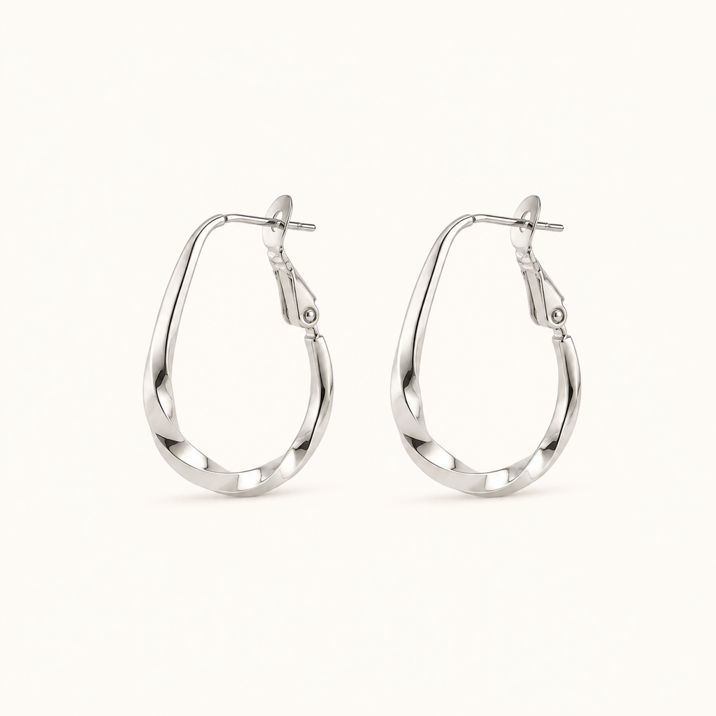 Silver-Tone Organic Teardrop Hoop Earrings | Pimosfer - image 1