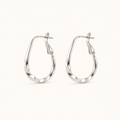 Silver-Tone Organic Teardrop Hoop Earrings | Pimosfer - image 1