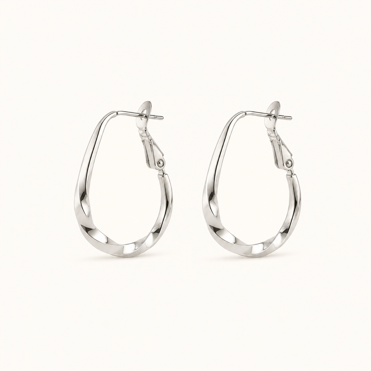 Silver-Tone Organic Teardrop Hoop Earrings | Pimosfer - image 1