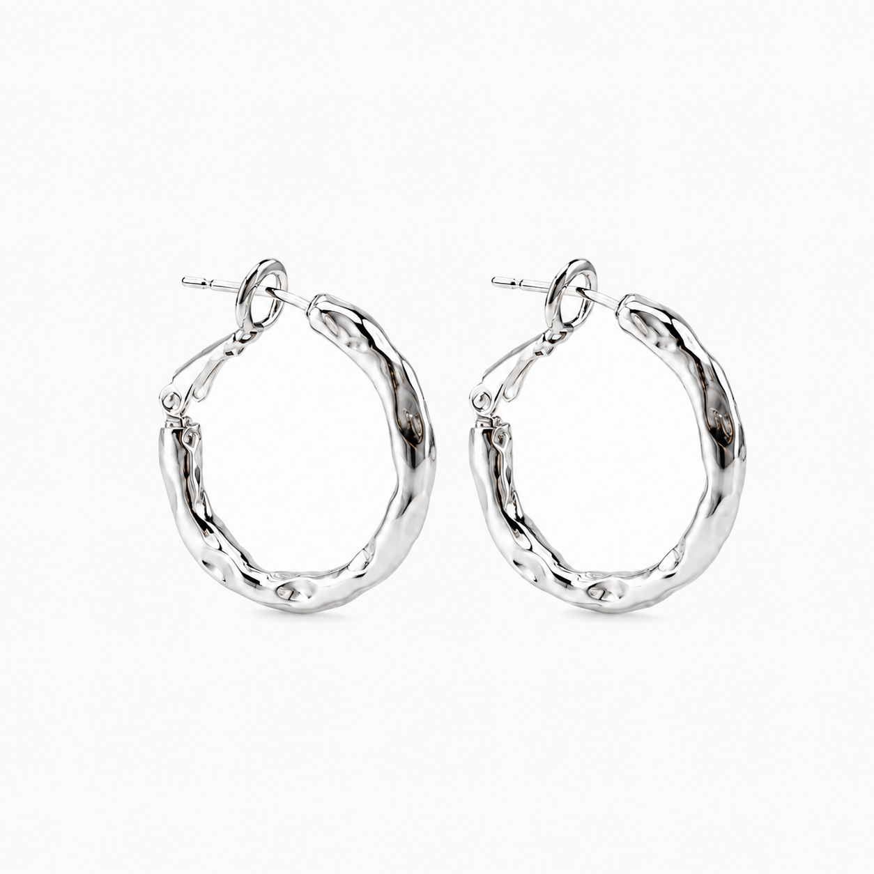 Silver-Tone Textured Organic Hoop Earrings | Pimosfer - image 1