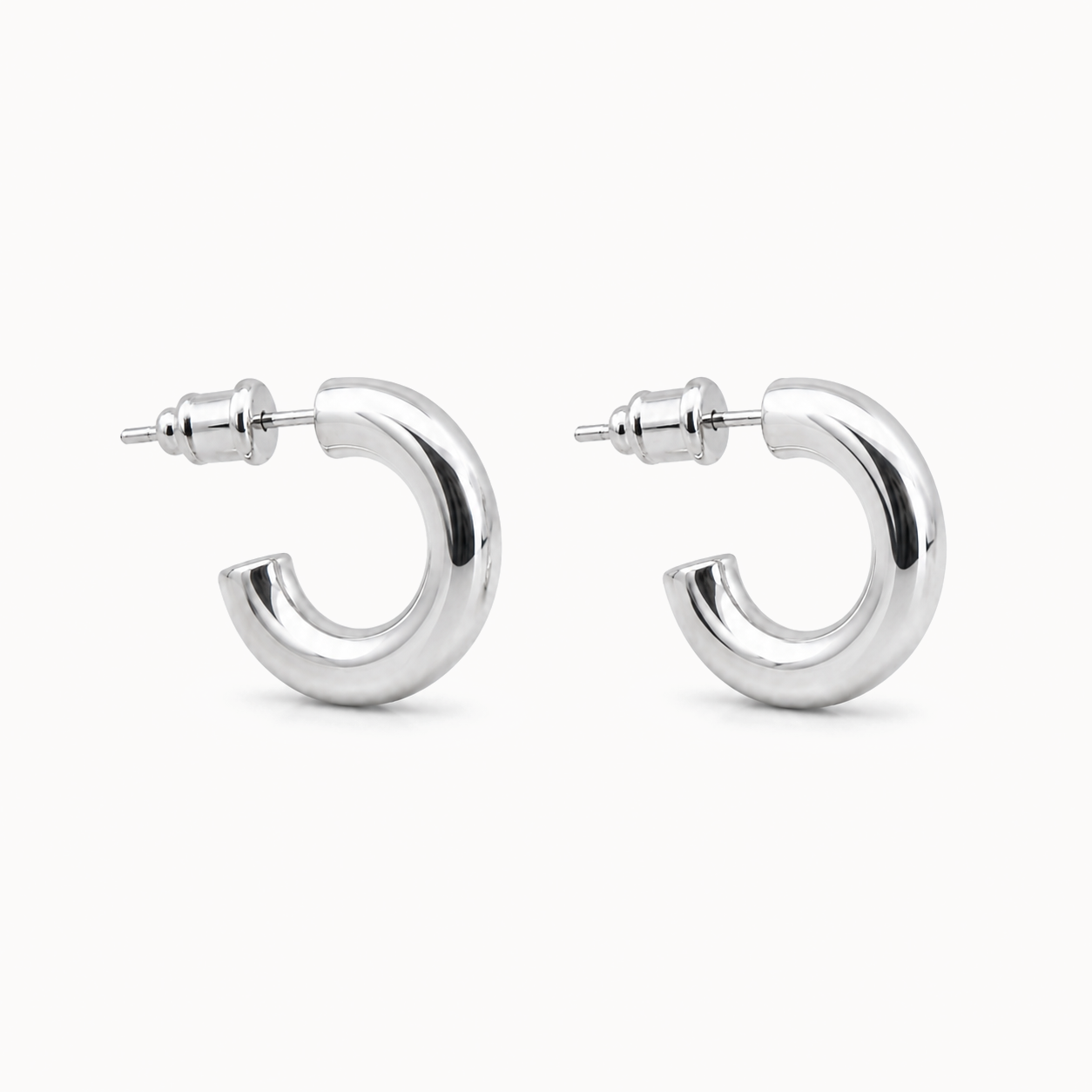 Silver-Tone Double-Band Huggie Hoop Earrings | Pimosfer - image 1