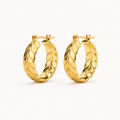 Gold-Tone Braided Leaf Hoop Earrings | Pimosfer - image 1