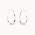 Silver-Tone Elongated Teardrop Hoop Earrings | Pimosfer - image 1