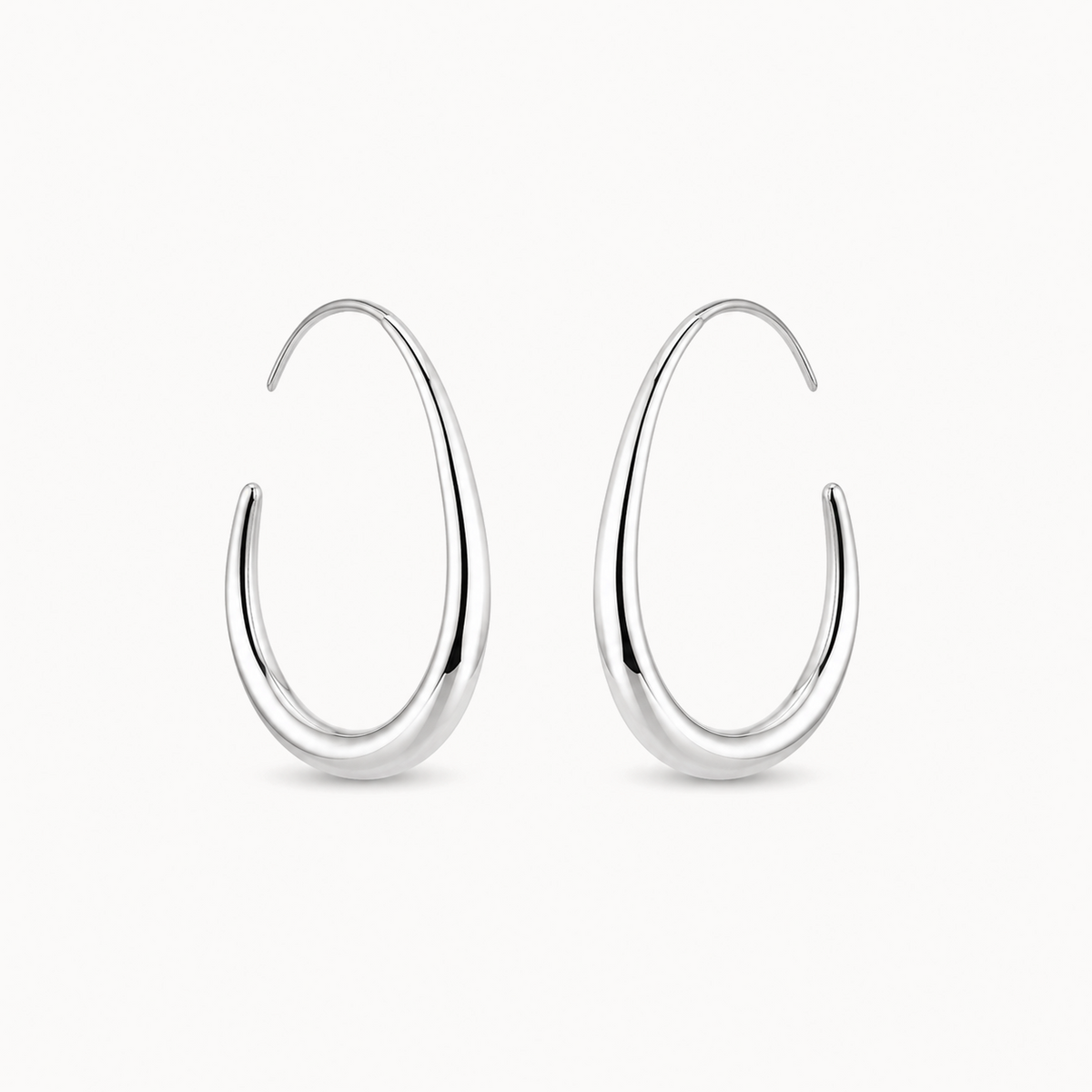 Silver-Tone Elongated Teardrop Hoop Earrings | Pimosfer - image 1