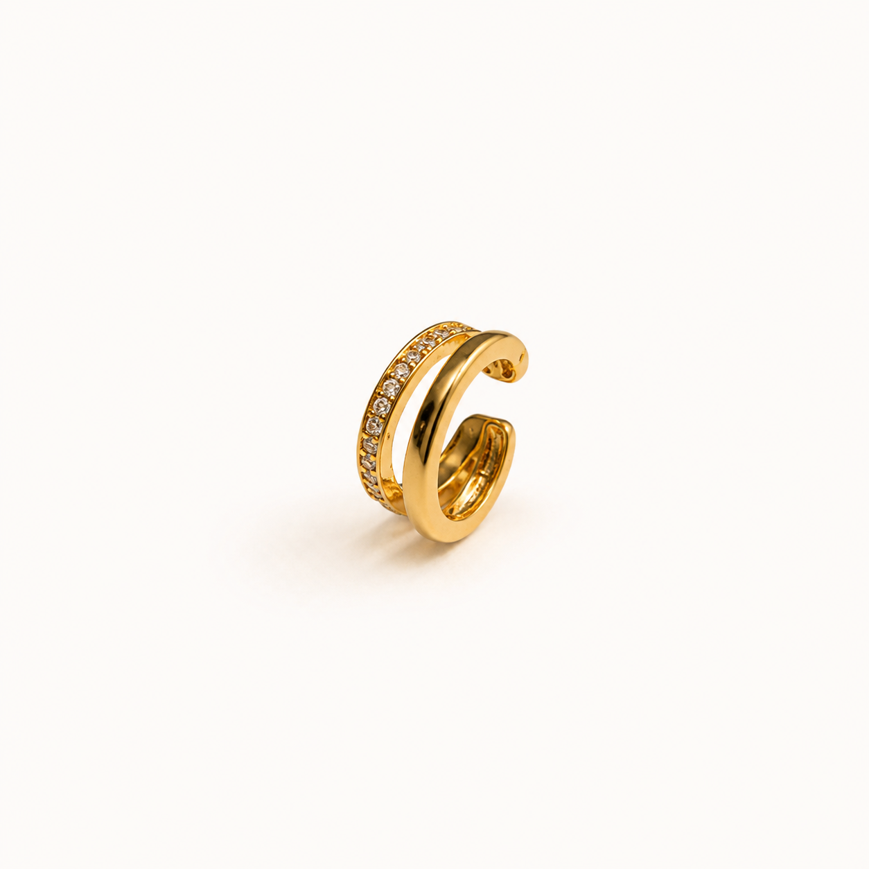 Gold-Tone Crystal Double-Row Ear Cuff | Pimosfer - image 1