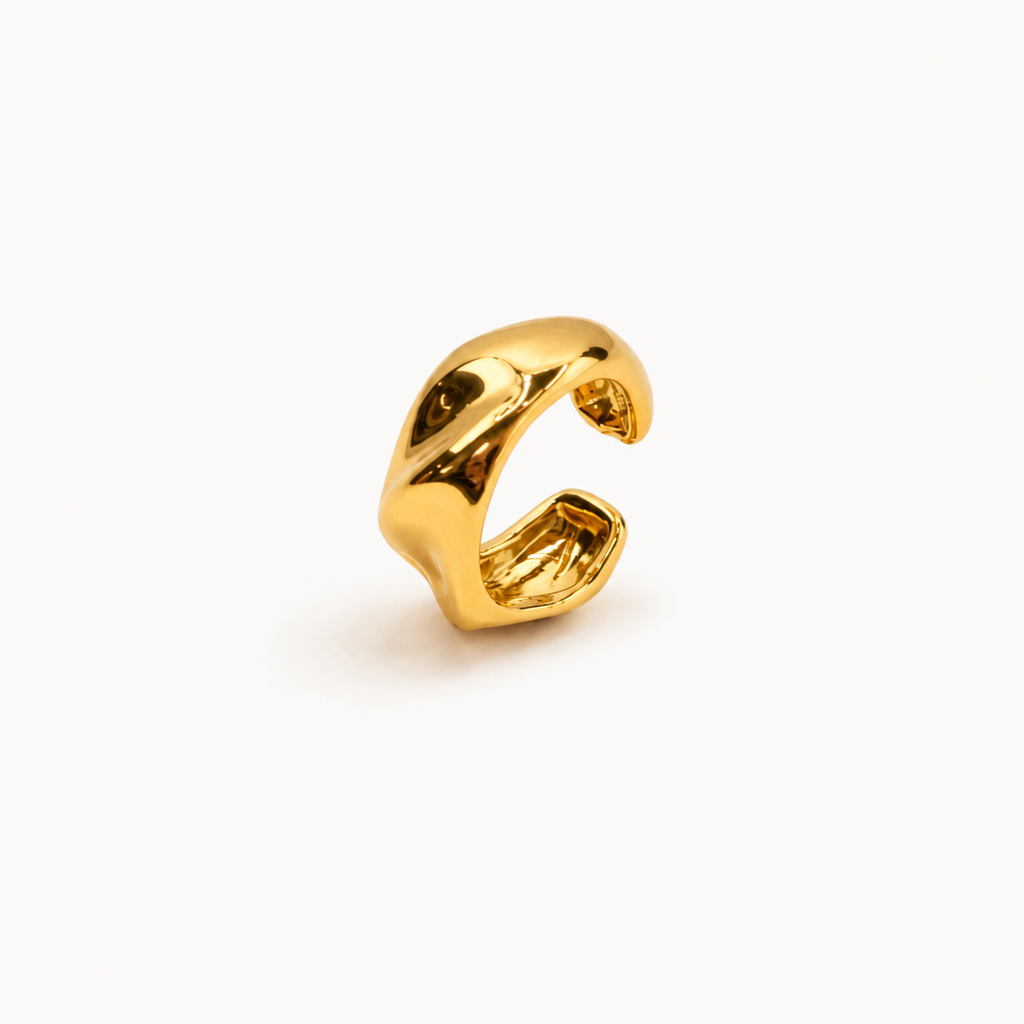 Gold-Tone Sculptural Crossover Ear Cuff | Pimosfer - image 1