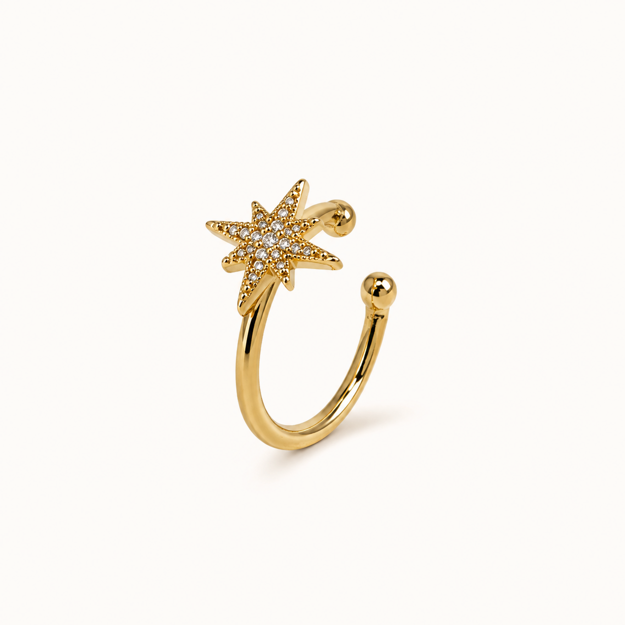Gold-Tone Crystal Starburst Ear Cuff | Pimosfer - image 1