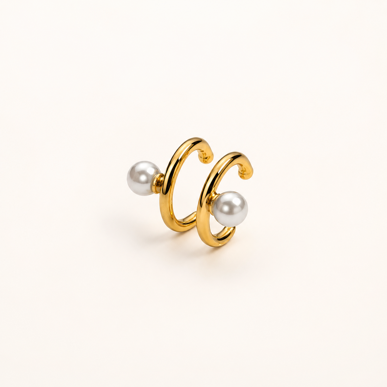 Gold-Tone Pearl Double-Band Ear Cuff | Pimosfer - image 1