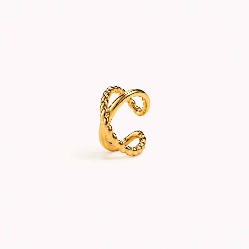 Gold-Tone Braided Double-Row Ear Cuff | Pimosfer - image 1