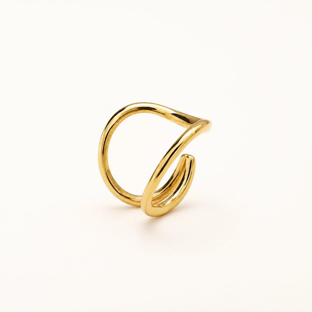 Gold-Tone Sculptural Wave Ear Cuff | Pimosfer - image 1