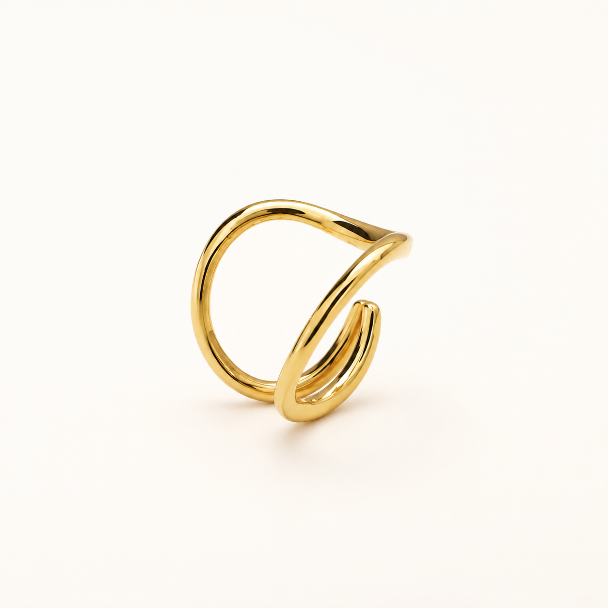 Gold-Tone Sculptural Wave Ear Cuff | Pimosfer - image 1