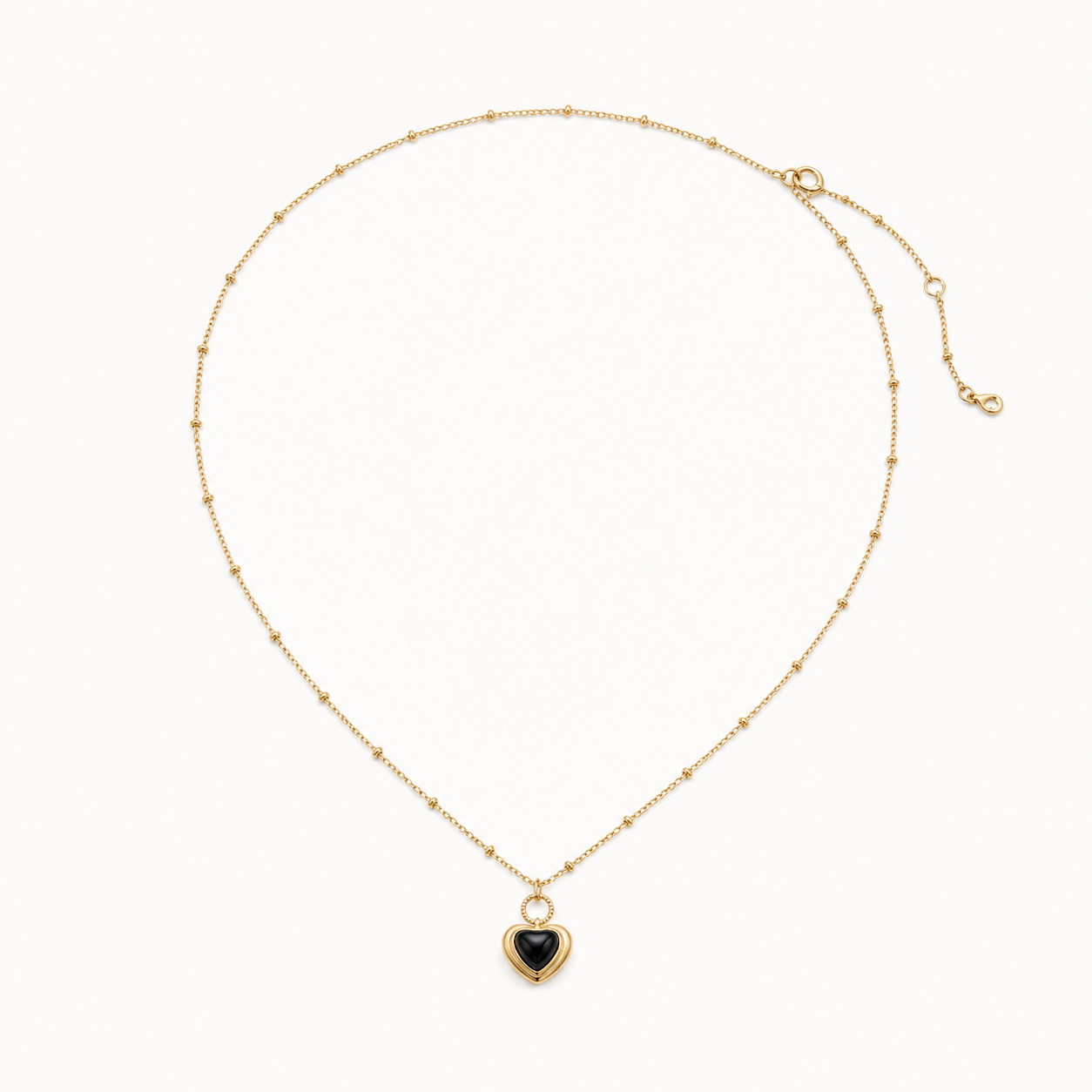 Gold-Tone Black Heart Pendant Necklace | Pimosfer - image 1