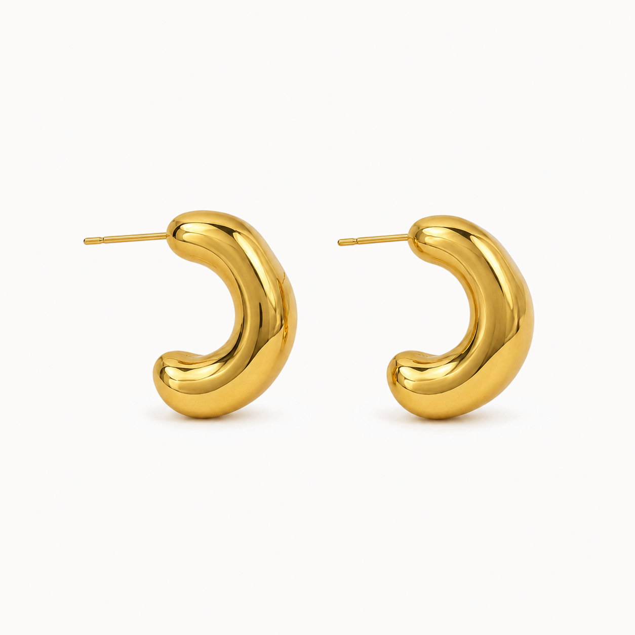 Gold-Tone Sculptural Dome Hoop Earrings | Pimosfer - image 1