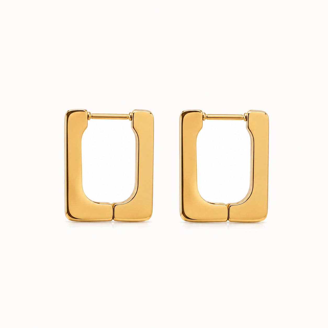 Gold-Tone Rectangular Huggie Hoop Earrings | Pimosfer - image 1