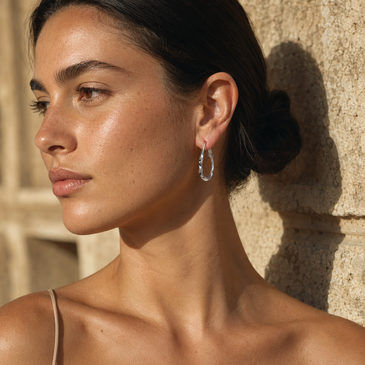 Silver-Tone Organic Teardrop Hoop Earrings | Pimosfer - image 3