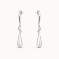 Silver-Tone Sculptural Teardrop Drop Earrings | Pimosfer