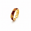 Gold-Tone Red Heart Open Band Ring | Pimosfer
