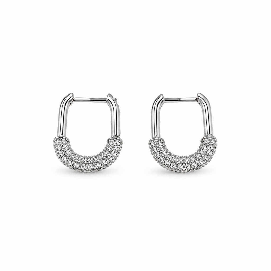Silver-Tone Textured Square Hoop Earrings | Pimosfer