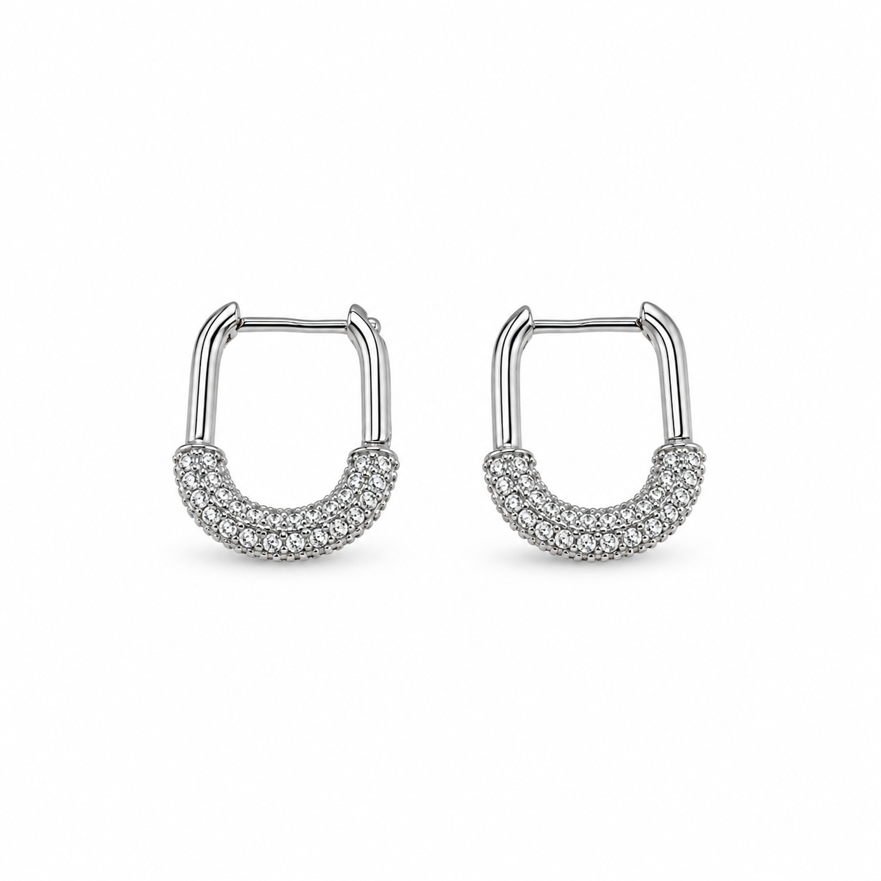 Silver-Tone Textured Square Hoop Earrings | Pimosfer
