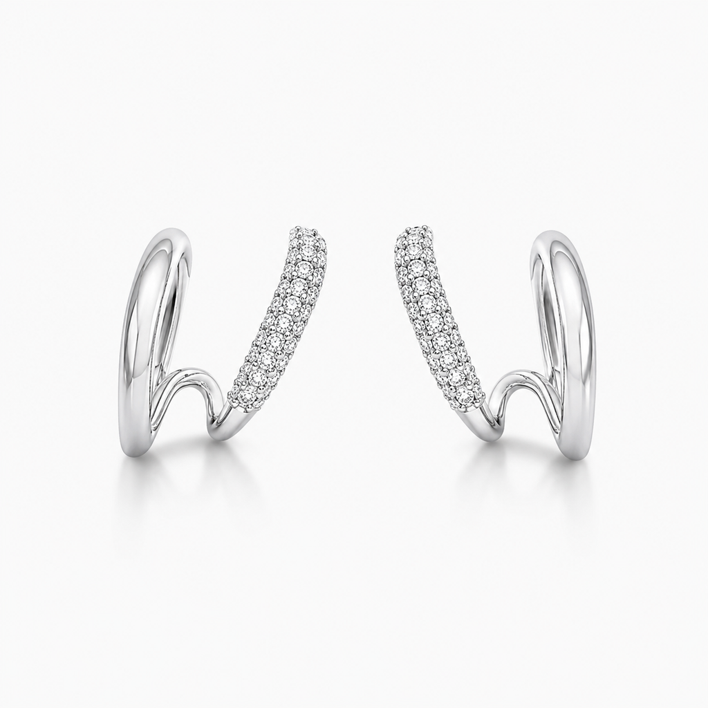 Silver-Tone Double Hoop Earrings | Pimosfer