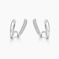 Silver-Tone Double Hoop Earrings | Pimosfer