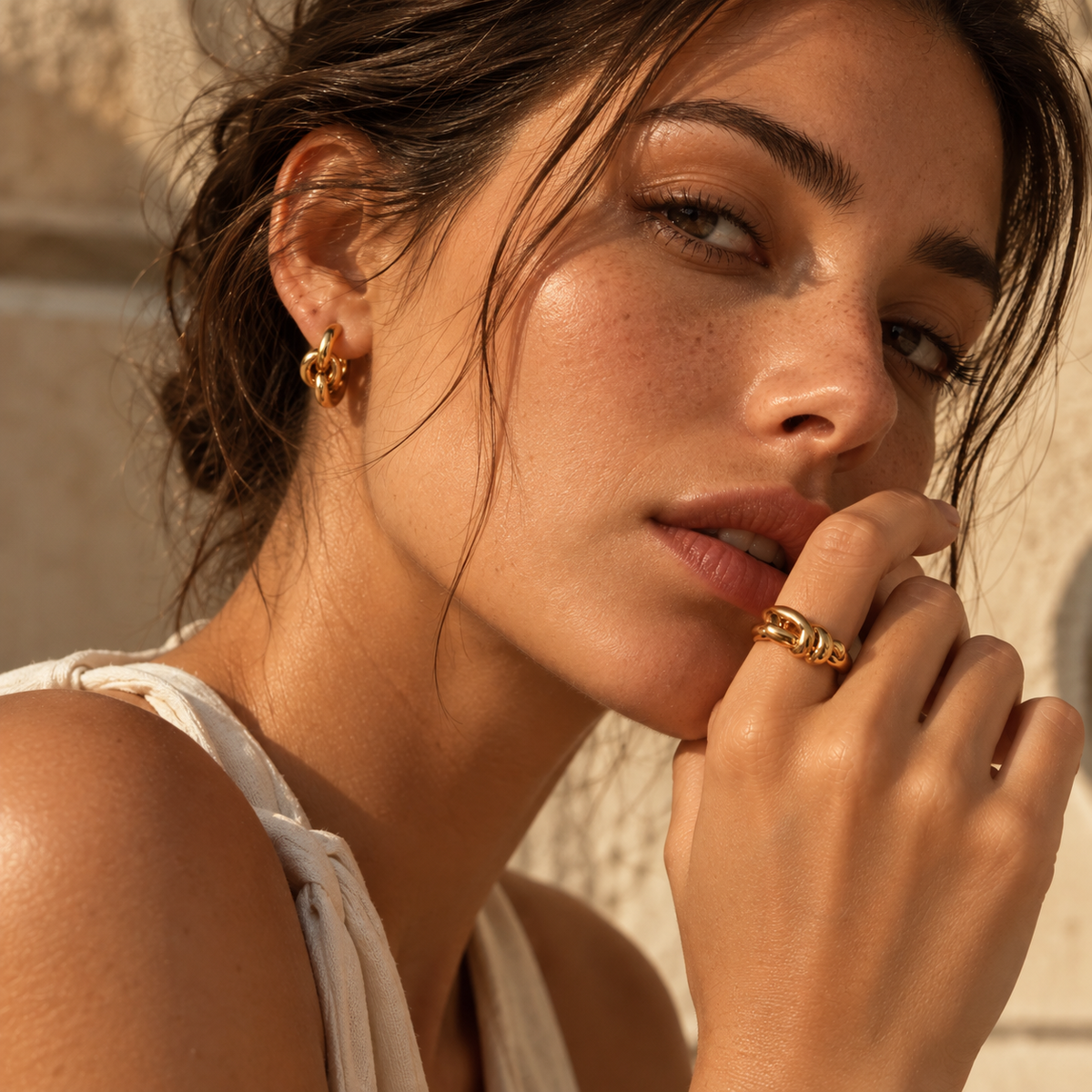 Gold-Tone Knot Sculptural Open Ring
