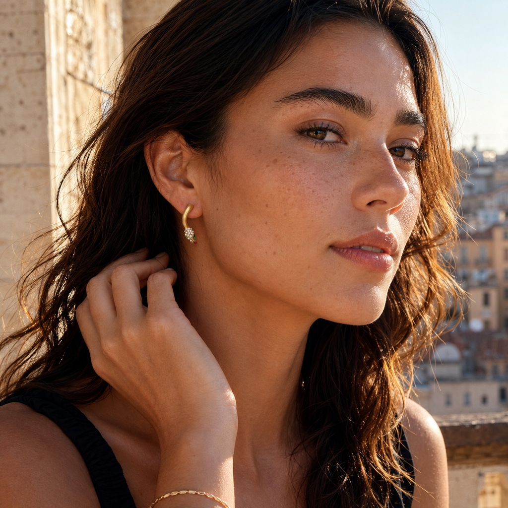Gold-Tone Snake Statement Earrings | Pimosfer