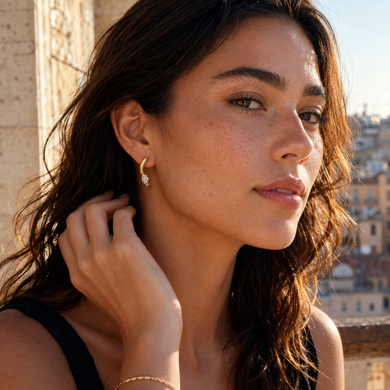 Gold-Tone Snake Statement Earrings | Pimosfer