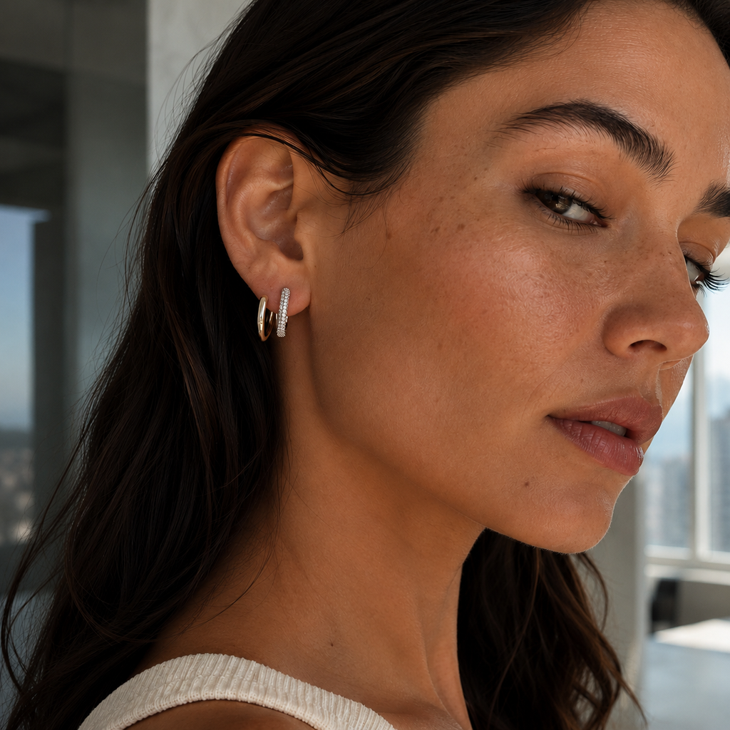 Silver-Tone Double Hoop Earrings | Pimosfer