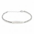 Silver-Tone White Bar Beaded Bracelet | Pimosfer
