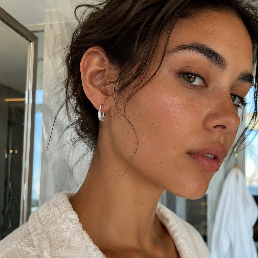 Silver-Tone Textured Square Hoop Earrings | Pimosfer