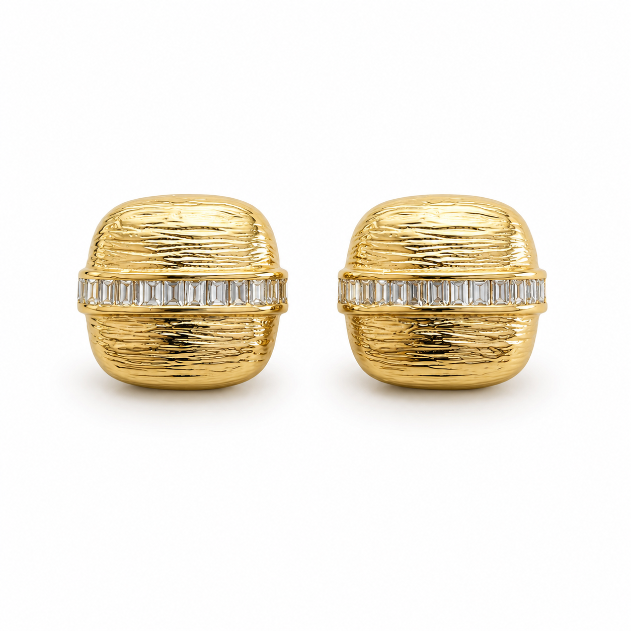 Gold-Tone Textured Dome Stud Earrings | Pimosfer