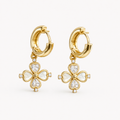 Gold-Tone Clover Drop Hoop Earrings | Pimosfer