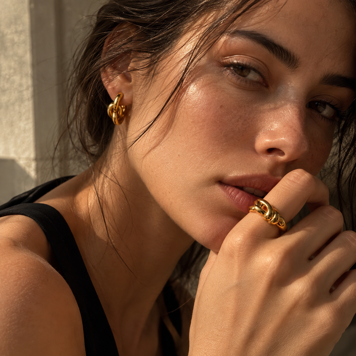 Gold-Tone Knot Sculptural Open Ring