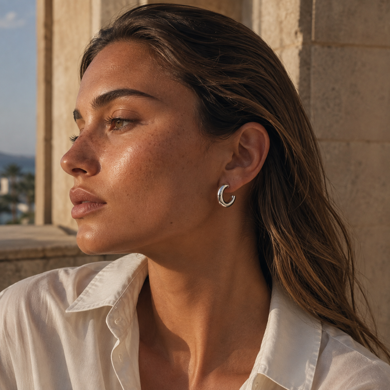 Silver-Tone Double-Band Huggie Hoop Earrings | Pimosfer