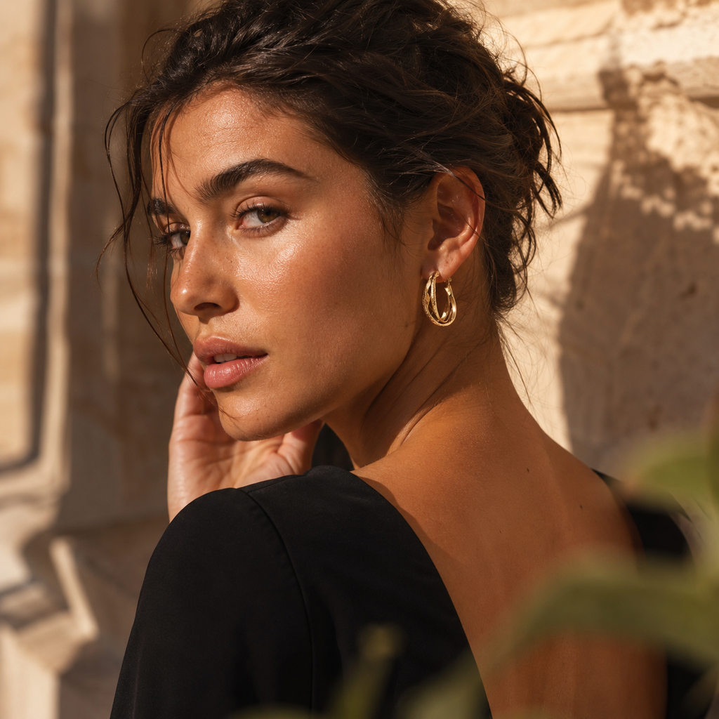 Gold-Tone Layered Twist Hoop Earrings | Pimosfer - image 4