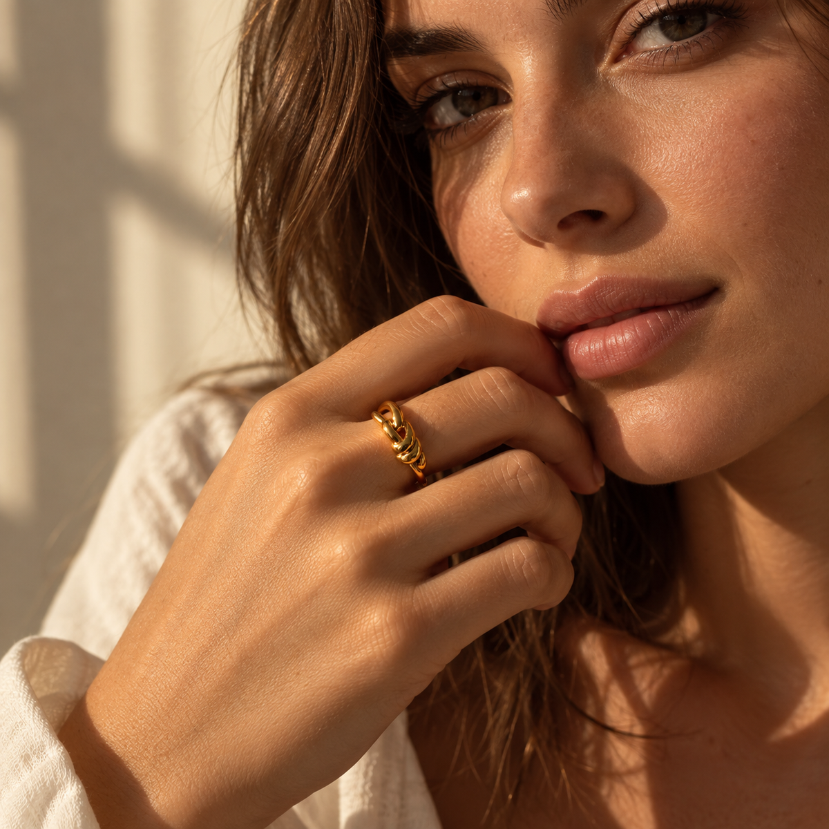 Gold-Tone Knot Sculptural Open Ring