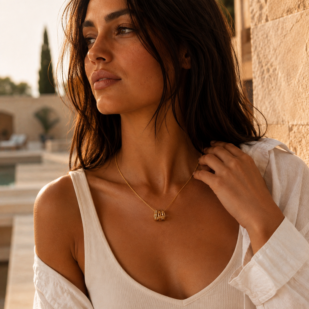 Gold-Tone Triple-Link Pendant Necklace | Pimosfer - image 3