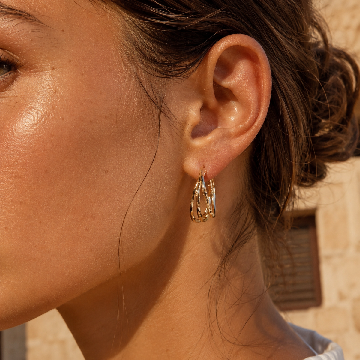 Gold-Tone Triple Oval Hoop Earrings | Pimosfer - image 2