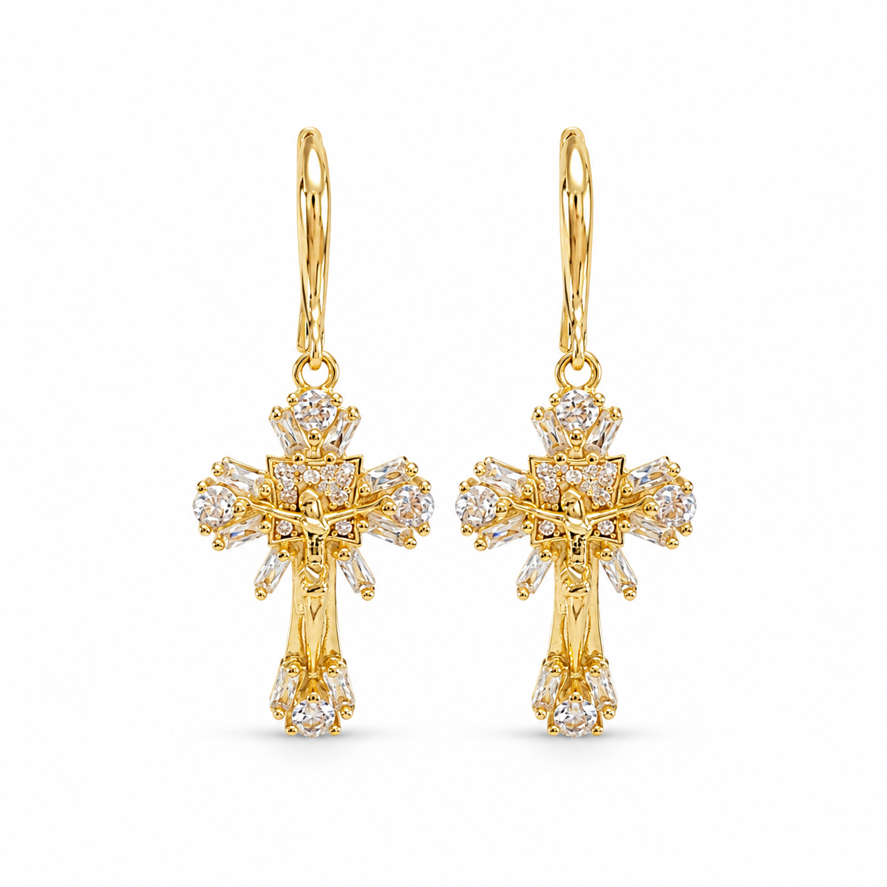 Gold-Tone Cross Drop Earrings | Pimosfer