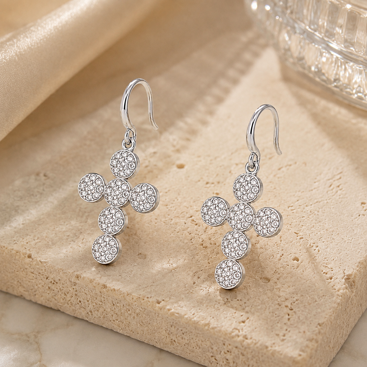 Silver-Tone Floral Drop Earrings | Pimosfer