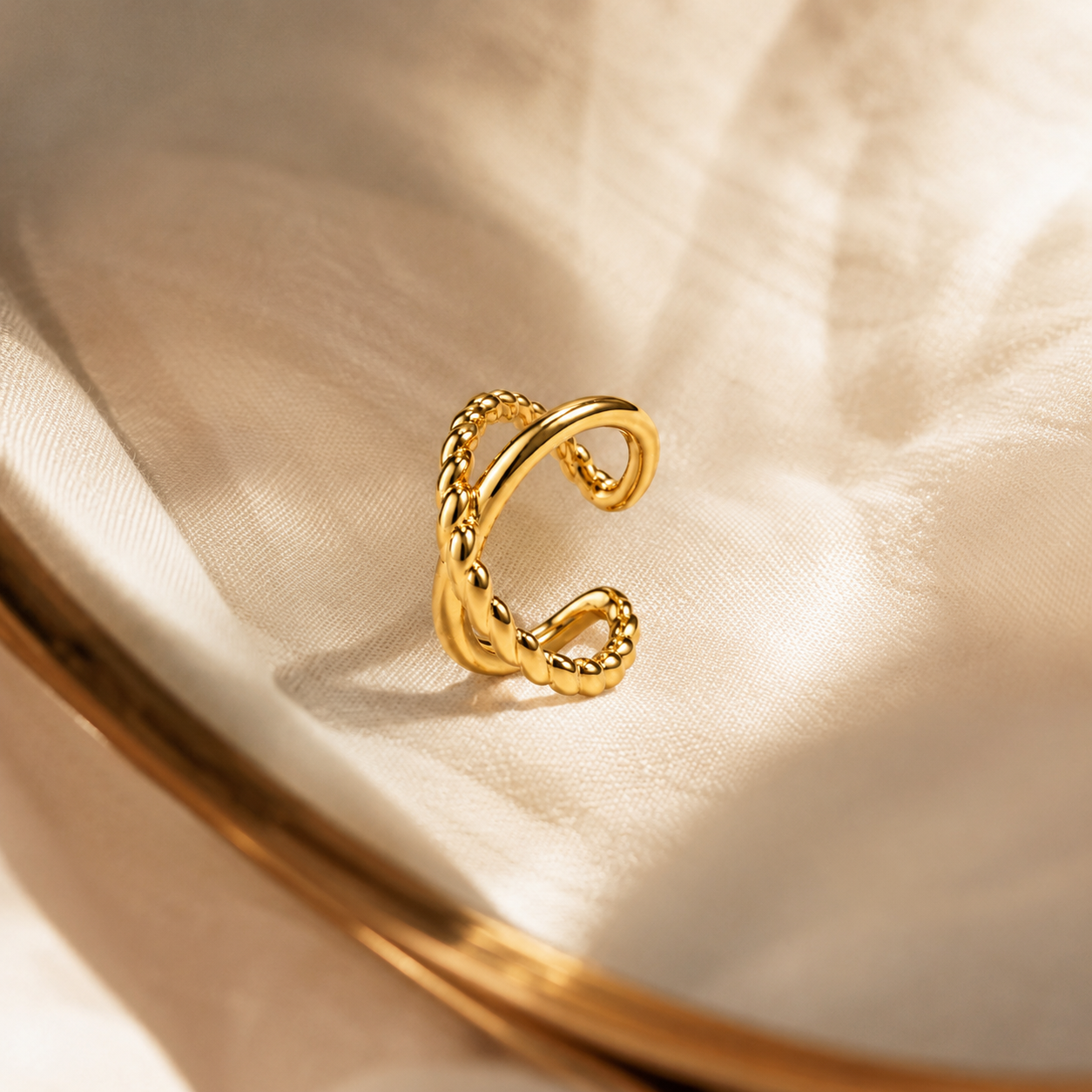 Gold-Tone Braided Double-Row Ear Cuff | Pimosfer - image 2