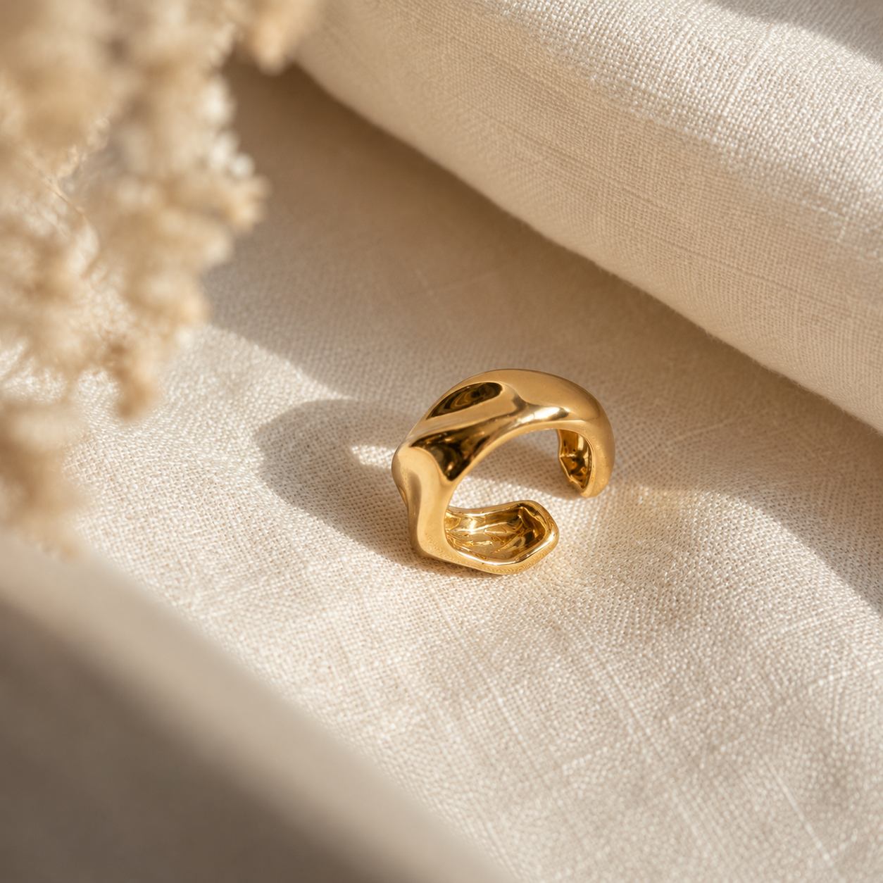 Gold-Tone Sculptural Crossover Ear Cuff | Pimosfer - image 2