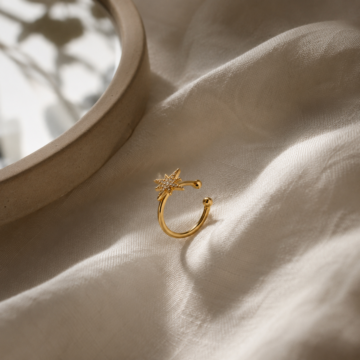 Gold-Tone Crystal Starburst Ear Cuff | Pimosfer - image 2