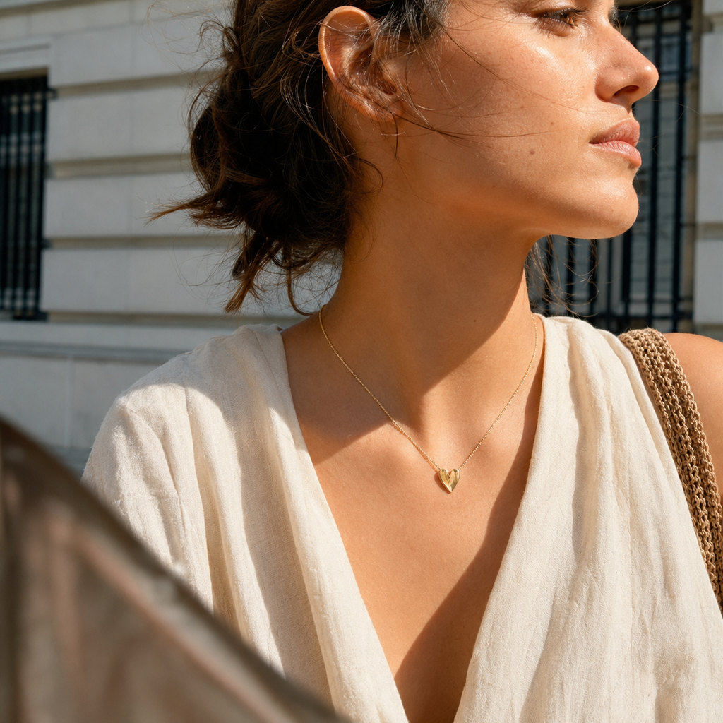 Gold-Tone Heart Pendant Necklace | Pimosfer - image 3