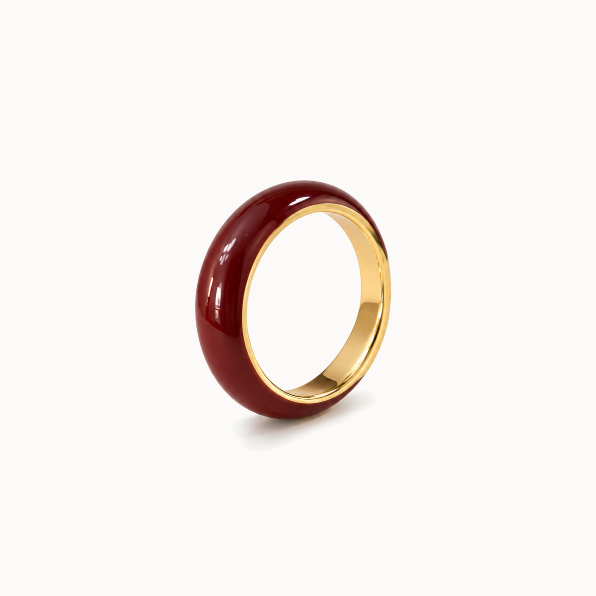 Gold-Tone Enamel Band Ring - Burgundy Red - product view